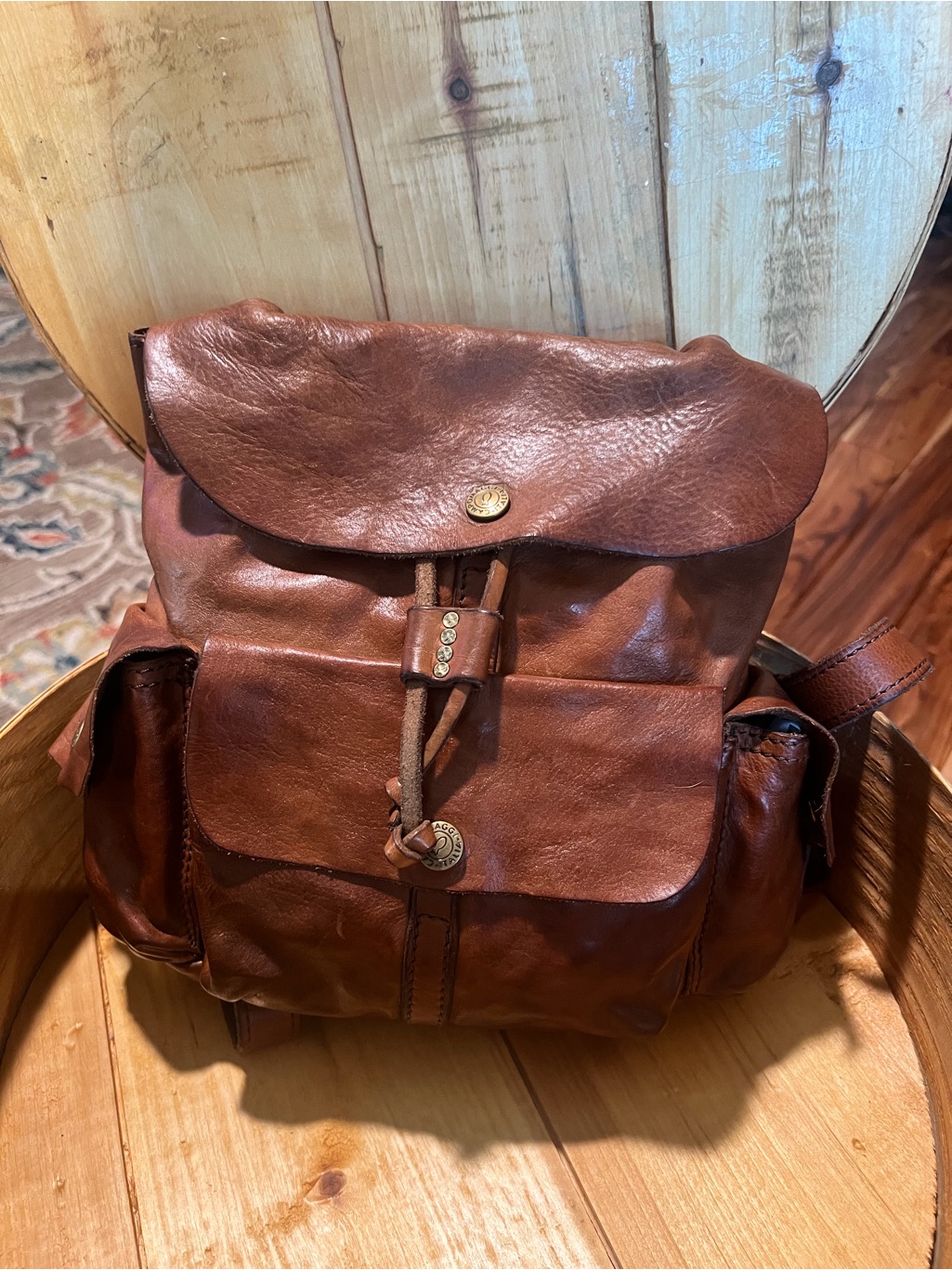 Campomaggi Brown Leather Backpack With Flap & Front Pocket